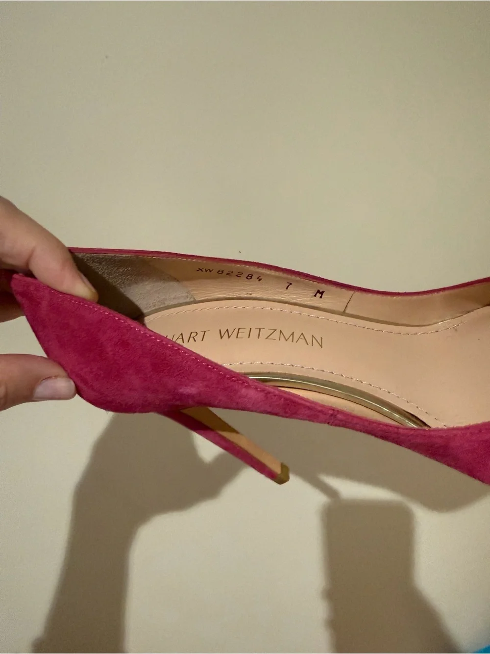 Stuart Weitzman Fuchsia Suede Pointed-Toe Stiletto Pump